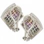Rainbow Sapphire & Diamond Invisible Set Earrings 14K White Gold (5.5ct tw) SKU: 428-14K-WG