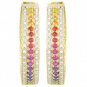 Rainbow Sapphire & Diamond Triple Row Earrings 18K Yellow Gold (4.42ct tw) SKU: 1495-18K-YG