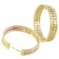 Rainbow Sapphire & Diamond Triple Row Earrings 18K Yellow Gold (4.42ct tw) SKU: 1495-18K-YG