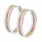 Rainbow Sapphire & Diamond Triple Row Earrings 18K White Gold (4.42ct tw) SKU: 1495-18K-WG