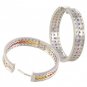 Rainbow Sapphire & Diamond Triple Row Earrings 18K White Gold (4.42ct tw) SKU: 1495-18K-WG
