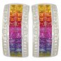 Rainbow Sapphire & Diamond Invisible Set Huggie Earrings 14K WG (8.75ct tw) SKU: 1534-14K-WG