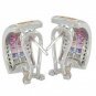 Rainbow Sapphire & Diamond Invisible Set Huggie Earrings 14K WG (8.75ct tw) SKU: 1534-14K-WG