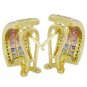Rainbow Sapphire & Diamond Invisible Set Huggie Earrings 14K YG (8.75ct tw) SKU: 1534-14K-YG