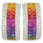 Rainbow Sapphire & Diamond Invisible Set Huggie Earrings 18K WG (8.75ct tw) SKU: 1534-18K-WG