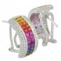 Rainbow Sapphire & Diamond Invisible Set Huggie Earrings 18K WG (8.75ct tw) SKU: 1534-18K-WG