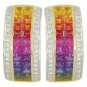 Rainbow Sapphire & Diamond Invisible Set Huggie Earrings 18K YG (8.75ct tw) SKU: 1534-18K-YG