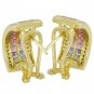 Rainbow Sapphire & Diamond Invisible Set Huggie Earrings 18K YG (8.75ct tw) SKU: 1534-18K-YG
