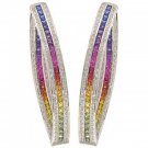 Rainbow Sapphire & Diamond Inside Out Hoop Earrings 14K White Gold (7.8ct tw) SKU: 1608-14K-WG