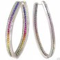 Rainbow Sapphire & Diamond Inside Out Hoop Earrings 14K White Gold (7.8ct tw) SKU: 1608-14K-WG