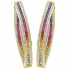 Rainbow Sapphire & Diamond Inside Out Hoop Earrings 14K Yellow Gold (7.8ct tw) SKU: 1608-14K-YG
