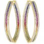 Rainbow Sapphire & Diamond Inside Out Hoop Earrings 14K Yellow Gold (7.8ct tw) SKU: 1608-14K-YG