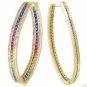 Rainbow Sapphire & Diamond Inside Out Hoop Earrings 18K Yellow Gold (7.8ct tw) SKU: 1608-18K-YG