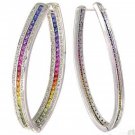 Rainbow Sapphire & Diamond Inside Out Hoop Earrings 18K White Gold (7.8ct tw) SKU: 1608-18K-WG