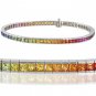 Rainbow Sapphire Tennis Bracelet 14K White Gold (8ct tw) SKU: BRC225-24-14K-WG