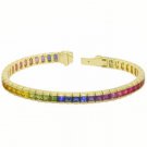 Rainbow Sapphire Tennis Bracelet 14K Yellow Gold (8ct tw) SKU: BRC225-24-14K-YG