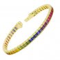 Rainbow Sapphire Tennis Bracelet 18K Yellow Gold (8ct tw) SKU: BRC225-24-18K-YG