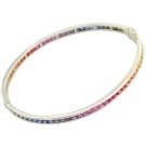 Rainbow Sapphire Eternity Oval Bangle 14K White Gold (8ct tw) SKU: 1520-14K-WG