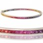 Rainbow Sapphire Eternity Oval Bangle 14K White Gold (8ct tw) SKU: 1520-14K-WG