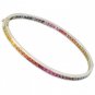 Rainbow Sapphire Eternity Oval Bangle 14K White Gold (8ct tw) SKU: 1520-14K-WG