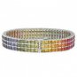 Rainbow Sapphire Tripple Row Channel Set Tennis Bracelet 925 Sterling Silver (30ct tw) SKU: 1613-925