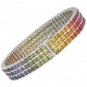 Rainbow Sapphire Tripple Row Channel Set Tennis Bracelet 925 Sterling Silver (30ct tw) SKU: 1613-925