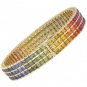Rainbow Sapphire Tripple Row Channel Set Tennis Bracelet 14K Yellow Gold (30ct tw) SKU: 1613-14K-YG