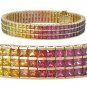 Rainbow Sapphire Tripple Row Channel Set Tennis Bracelet 18K Yellow Gold (30ct tw) SKU: 1613-18K-YG