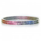 Rainbow Sapphire Double Row Tennis Bracelet 14K White Gold (20ct tw) SKU: 439-14K-WG
