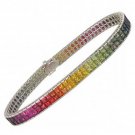 Rainbow Sapphire Double Row Invisible Set Tennis Bracelet 18K White Gold (20ct tw) SKU: 410-18K-WG
