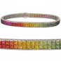 Rainbow Sapphire Double Row Invisible Set Tennis Bracelet 18K White Gold (20ct tw) SKU: 410-18K-WG