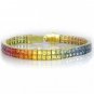 Rainbow Sapphire Double Row Invisible Set Tennis Bracelet 18K Yellow Gold (25ct tw) SKU: 1567-18K-YG