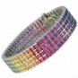 Rainbow Sapphire Channel Set 4 Row Tennis Bracelet 14K White Gold (40ct tw) SKU: 1572-14K-WG