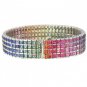 Rainbow Sapphire Channel Set 4 Row Tennis Bracelet 14K White Gold (40ct tw) SKU: 1572-14K-WG