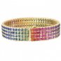 Rainbow Sapphire Channel Set 4 Row Tennis Bracelet 14K Yellow Gold (40ct tw) SKU: 1572-14K-YG