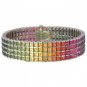 Rainbow Sapphire Channel Set 4 Row Tennis Bracelet 18K White Gold (40ct tw) SKU: 1572-18K-WG