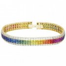 Rainbow Sapphire & Diamond Double Row Invisible Set Tennis Bracelet 18K YG (27ct tw) SKU: 471-18K-YG
