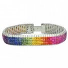 Rainbow Sapphire & Diamond Invisible Set 5 Row Tennis Bracelet 18K WG (66.32ctw) SKU: 467-18K-WG