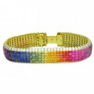 Rainbow Sapphire & Diamond Invisible Set 5 Row Tennis Bracelet 18K YG (66.32ctw) SKU: 467-18K-YG