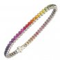Rainbow Sapphire Bezel Set Tennis Bracelet 925 Sterling Silver (14ct tw) SKU: 1571-925