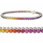 Rainbow Sapphire Bezel Set Tennis Bracelet 18K White Gold (14ct tw) SKU: 1571-18K-WG