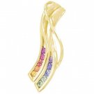 Rainbow Sapphire Slide Pendant 18K Yellow Gold (1/2ct tw) SKU: 1574-18K-YG