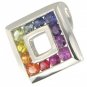 Rainbow Sapphire Small Square Pendant 925 Sterling Silver (3/4ct tw) SKU: 436-925