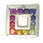 Rainbow Sapphire Small Square Pendant 925 Sterling Silver (3/4ct tw) SKU: 436-925