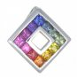 Rainbow Sapphire Small Square Pendant 14K White Gold (3/4ct tw) SKU: 436-14K-WG
