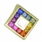 Rainbow Sapphire Small Square Pendant 14K Yellow Gold (3/4ct tw) SKU: 436-14K-YG