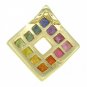 Rainbow Sapphire Small Square Pendant 14K Yellow Gold (3/4ct tw) SKU: 436-14K-YG