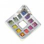 Rainbow Sapphire Small Square Pendant 18K White Gold (3/4ct tw) SKU: 436-18K-WG