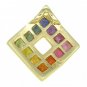 Rainbow Sapphire Small Square Pendant 18K Yellow Gold (3/4ct tw) SKU: 436-18K-YG