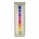 Rainbow Sapphire Line Pendant 925 Sterling Silver (1.2ct tw) SKU: 390-925